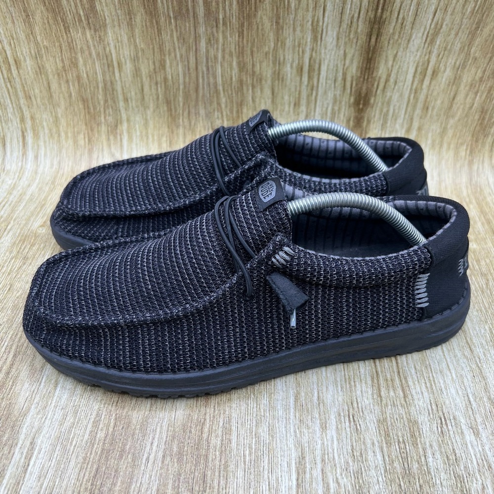 Hey Dude Wally Stretch Sox Men's Size 11 Black Slip On Loafers Boat Shoes - Picture 3 of 10